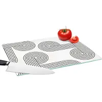 KitchenYeah Glazen Snijplank - 39x28 - Cirkel - Zwart - Wit - Abstract - Snijplanken Glas