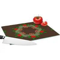 KitchenYeah Glazen Snijplank - 28x20 - Kerstkrans - Hulst - Patronen - Snijplanken Glas