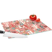 KitchenYeah Glazen Snijplank - 39x28 - Patroon - Jungle - Lama - Snijplanken Glas