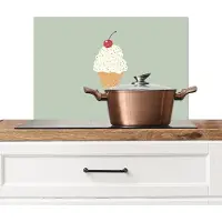 KitchenYeah Spatscherm keuken 70x50 cm - Kookplaat achterwand Illustratie - Ijsje - Spikkels - Kers - Muurbeschermer - Spatwand fornuis - Hoogwaardig aluminium
