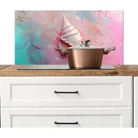 KitchenYeah Spatscherm keuken 80x40 cm - Kookplaat achterwand Schelp - Pastel - Pink - Muurbeschermer - Spatwand fornuis - Hoogwaardig aluminium