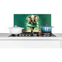 KitchenYeah Spatscherm keuken 70x30 cm - Kookplaat achterwand Olifant - Ballerina - Verf - Strik - Portret - Kinderen - Muurbeschermer - Spatwand fornuis - Hoogwaardig aluminium