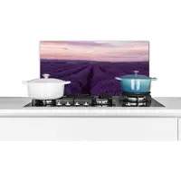 KitchenYeah Spatscherm keuken 70x30 cm - Kookplaat achterwand Lavendel - Paars - Bloemen - Natuur - Muurbeschermer - Spatwand fornuis - Hoogwaardig aluminium