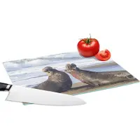 KitchenYeah Glazen Snijplank - 28x20 - Zeekoe - Strand - Zand - Snijplanken Glas