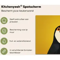 KitchenYeah Spatscherm keuken 60x40 cm - Kookplaat achterwand Toekan - Minimalistisch - Snavel - Oranje - Muurbeschermer - Spatwand fornuis - Hoogwaardig aluminium