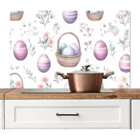 KitchenYeah Spatscherm keuken 100x65 cm - Kookplaat achterwand Bloemen - Paaseieren - Patroon - Muurbeschermer - Spatwand fornuis - Hoogwaardig aluminium