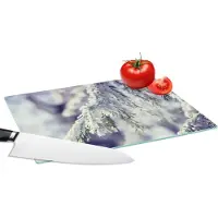 KitchenYeah Glazen Snijplank - 28x20 - Winter - Dennenboom - Sneeuw - Landelijk - Snijplanken Glas