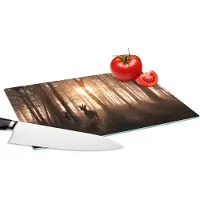 KitchenYeah Glazen Snijplank - 28x20 - Hert - Bos - Zon - Snijplanken Glas