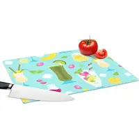 KitchenYeah Glazen Snijplank - 39x28 - Cocktail - Zomer - Fruit - Patroon - Snijplanken Glas