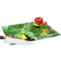 KitchenYeah Glazen Snijplank - 39x28 - Vogel - Patronen - Jungle - Snijplanken Glas
