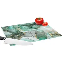 KitchenYeah Glazen Snijplank - 39x28 - Goud - Marmer print - Groen - Luxe - Marmerlook - Grijs - Snijplanken Glas