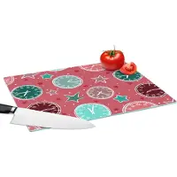 KitchenYeah Glazen Snijplank - 39x28 - Klok - Roze - Patronen - Sterren - Snijplanken Glas