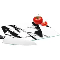 KitchenYeah Glazen Snijplank - 28x20 - Verf - Zwart - Abstract - Snijplanken Glas
