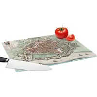 KitchenYeah Glazen Snijplank - 39x28 - Plattegrond - Antiek - Nederland - Snijplanken Glas