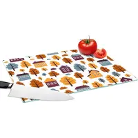 KitchenYeah Glazen Snijplank - 39x28 - Patronen - Huis - Bomen - Snijplanken Glas