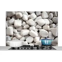 KitchenYeah Spatscherm - Grind - Wit - Stenen - Spatwand - Keuken achterwand - Kookplaat - 120x80 cm