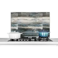 KitchenYeah Spatscherm keuken 80x55 cm - Kookplaat achterwand Vintage - Patroon - Hout - Muurbeschermer - Spatwand fornuis - Hoogwaardig aluminium