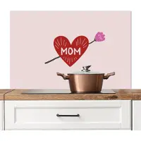 KitchenYeah Spatscherm keuken 100x65 cm - Kookplaat achterwand Hart - Rood - Bloem - Moeder - Muurbeschermer - Spatwand fornuis - Hoogwaardig aluminium