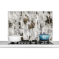 KitchenYeah - Spatscherm keuken - Spatbord - Hout - Wit - Boom - Boomschors - Berk - Spatwand - 100x65 cm