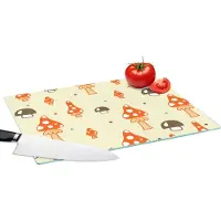 KitchenYeah Glazen Snijplank - 39x28 - Patronen - Paddestoel - Oranje - Snijplanken Glas