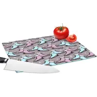 KitchenYeah Glazen Snijplank - 28x20 - Schaatsen - Patroon - Winter - Snijplanken Glas