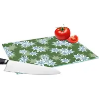 KitchenYeah Glazen Snijplank - 28x20 - Edelweiss - Groen - Bloemen - Patronen - Snijplanken Glas