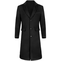 Allthemen ALLTHEMAN Heren Effen Lange Winterjas tot over de Knie - Wollen Slank fit Warm Jasje - XXL
