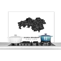KitchenYeah Spatscherm keuken 100x65 cm - Kookplaat achterwand Noord-Brabant - Nederland - Kaart - Muurbeschermer - Spatwand fornuis - Hoogwaardig aluminium