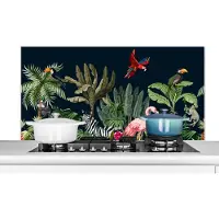 KitchenYeah Spatscherm keuken 120x60 cm - Kookplaat achterwand Jungle - Planten - Dieren - Kinderen - Flamingo - Zebra - Muurbeschermer - Spatwand fornuis - Hoogwaardig aluminium