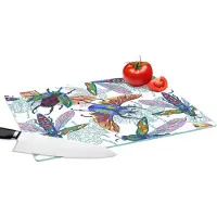 KitchenYeah Glazen Snijplank - 39x28 - Insecten - Regenboog - Design - Snijplanken Glas