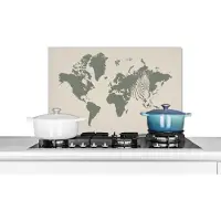 KitchenYeah Spatscherm keuken 60x40 cm - Kookplaat achterwand Wereldkaart - Dieren - Zebra - Muurbeschermer - Spatwand fornuis - Hoogwaardig aluminium