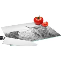 KitchenYeah Glazen Snijplank - 28x20 - Schotse hooglanders - Licht - Lucht - Natuur - Snijplanken Glas