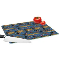 KitchenYeah Glazen Snijplank - 39x28 - Patroon - Cheetah - Veren - Snijplanken Glas