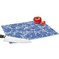 KitchenYeah Glazen Snijplank - 39x28 - Schaatsen - Sterren - Winter - Kerst - Patroon - Snijplanken Glas