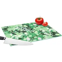 KitchenYeah Glazen Snijplank - 39x28 - Patronen - Groen - Camouflage - Snijplanken Glas