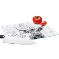 KitchenYeah Glazen Snijplank - 28x20 - Schotse hooglander - Quote - Marmer - Snijplanken Glas
