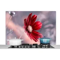 KitchenYeah Spatscherm keuken 120x80 cm - Kookplaat achterwand Bloemen - Rood - Natuur - Planten - Muurbeschermer - Spatwand fornuis - Hoogwaardig aluminium
