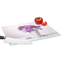 KitchenYeah Glazen Snijplank - 39x28 - Lilac - Stilleven - Bladeren - Snijplanken Glas