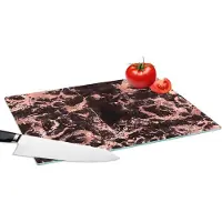 KitchenYeah Glazen Snijplank - 39x28 - Marmer - Rose goud - Stenen - Snijplanken Glas