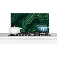 KitchenYeah Spatscherm keuken 90x45 cm - Kookplaat achterwand Marmer - Groen - Zwart - Muurbeschermer - Spatwand fornuis - Hoogwaardig aluminium