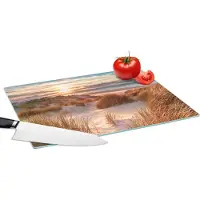 KitchenYeah Glazen Snijplank - 39x28 - Duin - Planten - Zonsondergang - Strand - Zee - Snijplanken Glas