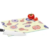 KitchenYeah Glazen Snijplank - 39x28 - Pan - Jaren 50 - Patroon - Snijplanken Glas