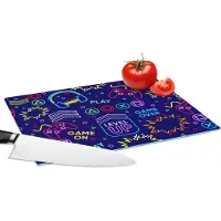 KitchenYeah Glazen Snijplank - 28x20 - Gaming - Neon - Koptelefoon - Design - Snijplanken Glas