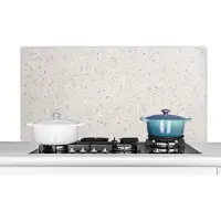 KitchenYeah Spatscherm keuken - Graniet print - Grijs - Design - Wit - Spatwand - 120x60 cm - Muurbeschermer - Achterwand keuken