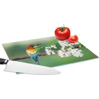 KitchenYeah Glazen Snijplank - 28x20 - Vogel - Bijeneter - Bloemen - Snijplanken Glas