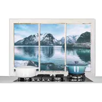 KitchenYeah Spatscherm keuken 120x80 cm - Kookplaat achterwand Doorkijk - Bergen - Winter - Muurbeschermer - Spatwand fornuis - Hoogwaardig aluminium