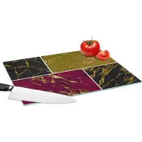 KitchenYeah Glazen Snijplank - 39x28 - Marmer - Gold - Collage - Snijplanken Glas
