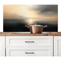 KitchenYeah Spatscherm keuken 120x60 cm - Kookplaat achterwand Zon - Horizon - Zee - Muurbeschermer - Spatwand fornuis - Hoogwaardig aluminium