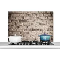 KitchenYeah Spatscherm - Bakstenen - Koken - Muur - Grijs - Spatwand - Keuken achterwand - 100x65 cm