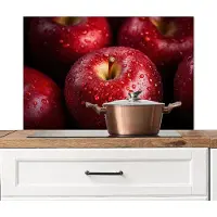 KitchenYeah Spatscherm keuken 80x55 cm - Kookplaat achterwand Rood - Appels - Fruit - Muurbeschermer - Spatwand fornuis - Hoogwaardig aluminium
